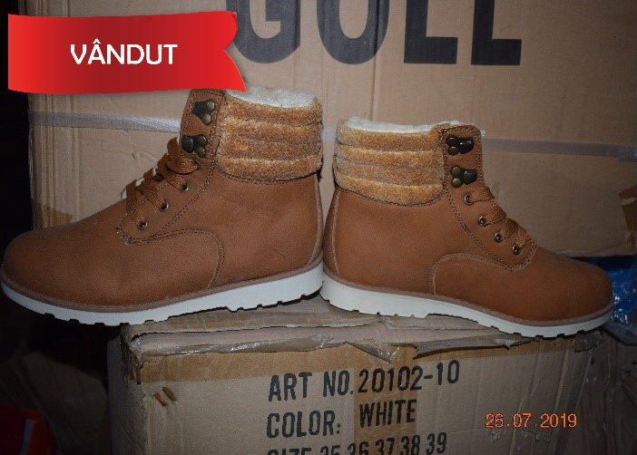 Stoc de marfa incaltaminte, curele, genti, materiale textile, tesaturi, geci, pantaloni - a treia licitație